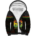 Penrith Panthers Rugby Custom Sherpa Hoodie 60 Years Anniversary Black Polynesian Aboriginal Art