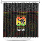 Penrith Panthers Rugby Custom Shower Curtain 60 Years Anniversary Black Polynesian Aboriginal Art