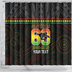 Penrith Panthers Rugby Custom Shower Curtain 60 Years Anniversary Black Polynesian Aboriginal Art