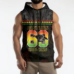 Penrith Panthers Rugby Custom Sleeveless Zip Hoodie 60 Years Anniversary Black Polynesian Aboriginal Art