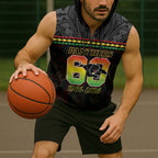 Penrith Panthers Rugby Custom Sleeveless Zip Hoodie 60 Years Anniversary Black Polynesian Aboriginal Art