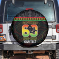 Penrith Panthers Rugby Custom Spare Tire Cover 60 Years Anniversary Black Polynesian Aboriginal Art