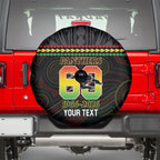 Penrith Panthers Rugby Custom Spare Tire Cover 60 Years Anniversary Black Polynesian Aboriginal Art