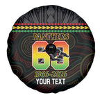 Penrith Panthers Rugby Custom Spare Tire Cover 60 Years Anniversary Black Polynesian Aboriginal Art