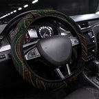 Penrith Panthers Rugby Steering Wheel Cover 60 Years Anniversary Black Polynesian Aboriginal Art