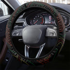 Penrith Panthers Rugby Steering Wheel Cover 60 Years Anniversary Black Polynesian Aboriginal Art
