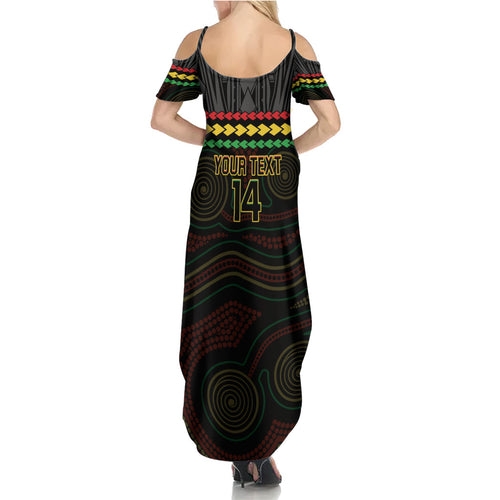 Penrith Panthers Rugby Custom Summer Maxi Dress 60 Years Anniversary Black Polynesian Aboriginal Art