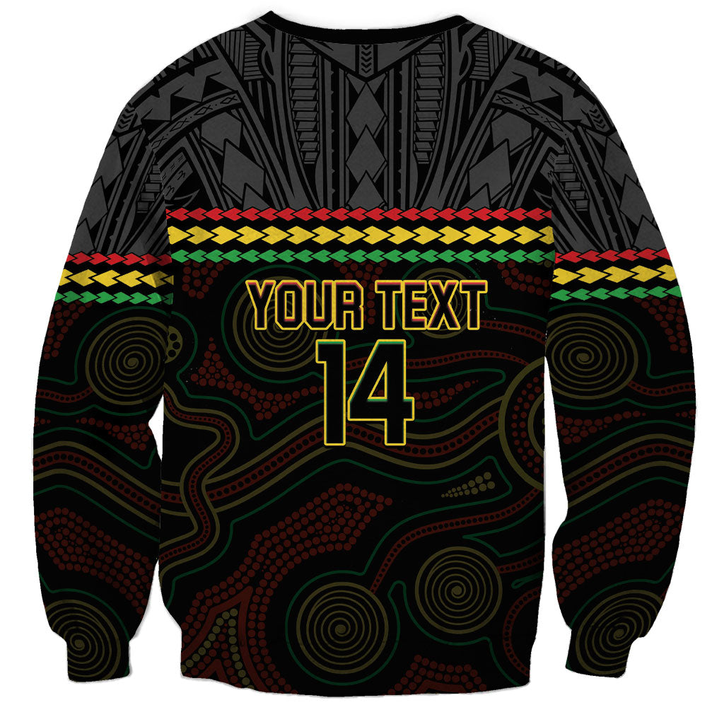 Penrith Panthers Rugby Custom Sweatshirt 60 Years Anniversary Black Polynesian Aboriginal Art