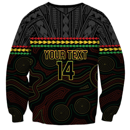 Penrith Panthers Rugby Custom Sweatshirt 60 Years Anniversary Black Polynesian Aboriginal Art