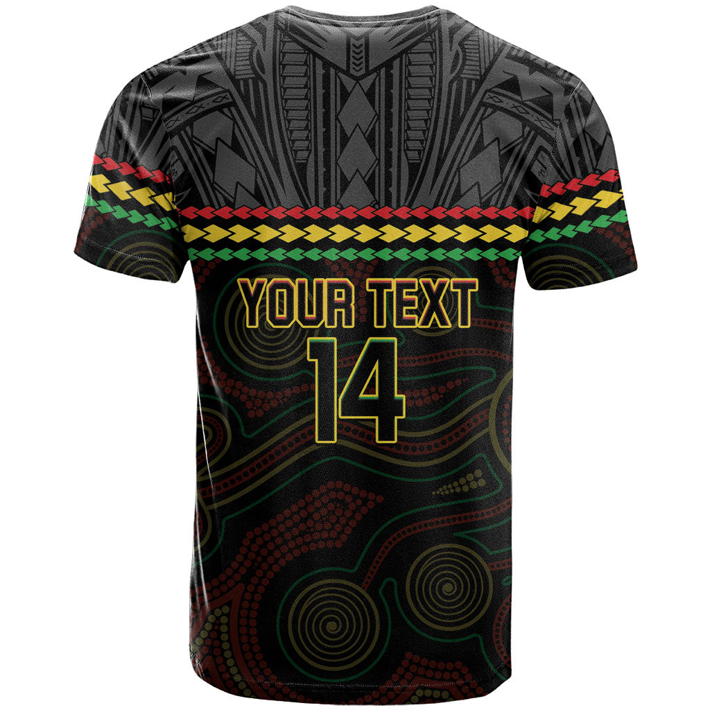 Penrith Panthers Rugby Custom T Shirt 60 Years Anniversary Black Polynesian Aboriginal Art