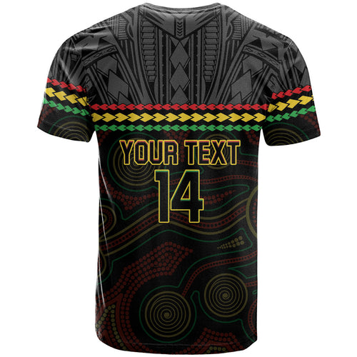 Penrith Panthers Rugby Custom T Shirt 60 Years Anniversary Black Polynesian Aboriginal Art