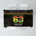 Penrith Panthers Rugby Custom Tablecloth 60 Years Anniversary Black Polynesian Aboriginal Art