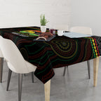 Penrith Panthers Rugby Custom Tablecloth 60 Years Anniversary Black Polynesian Aboriginal Art