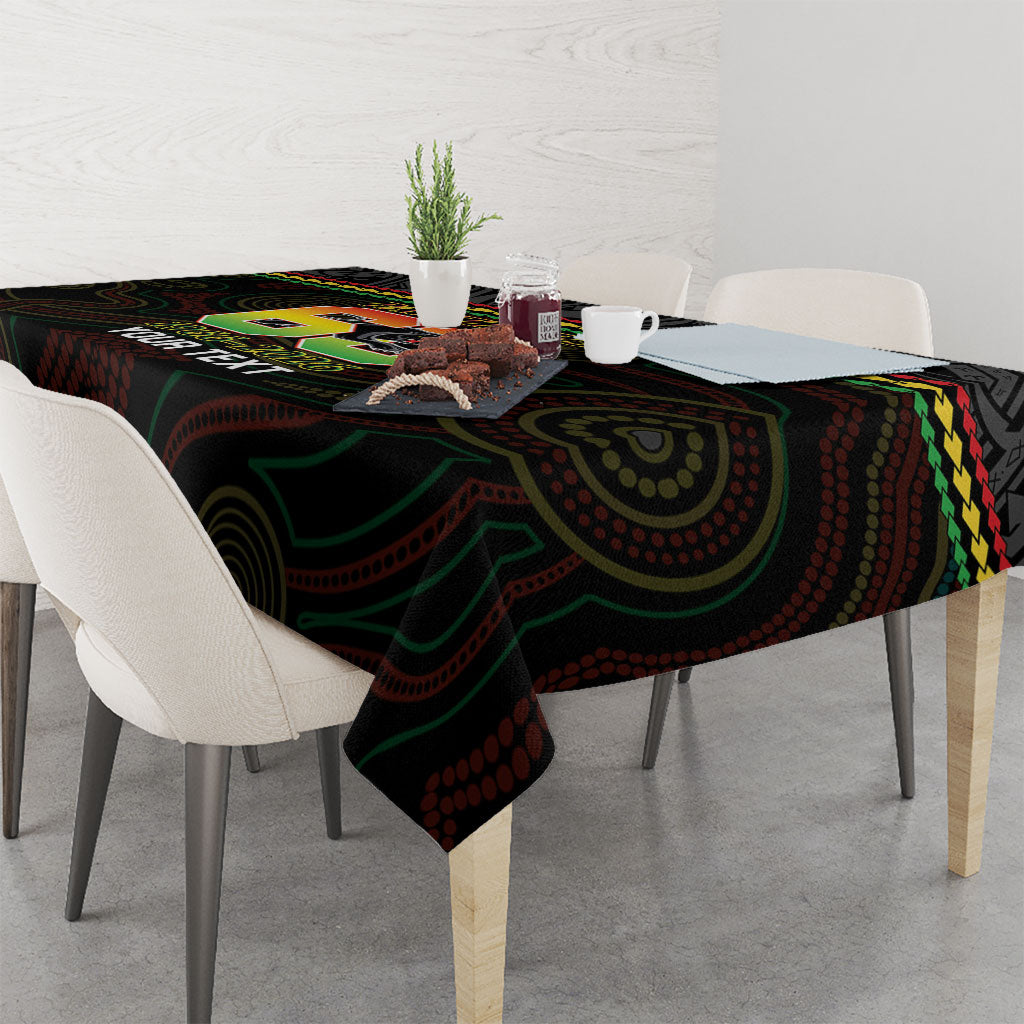 Penrith Panthers Rugby Custom Tablecloth 60 Years Anniversary Black Polynesian Aboriginal Art