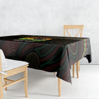 Penrith Panthers Rugby Custom Tablecloth 60 Years Anniversary Black Polynesian Aboriginal Art
