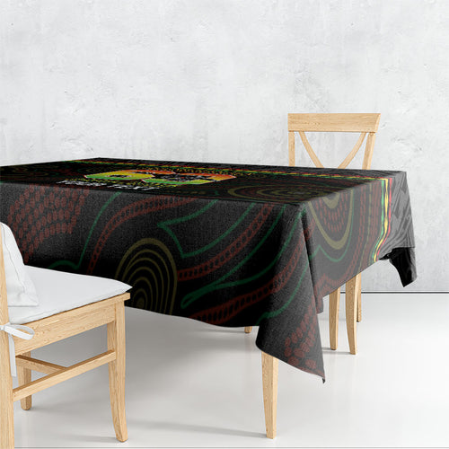 Penrith Panthers Rugby Custom Tablecloth 60 Years Anniversary Black Polynesian Aboriginal Art