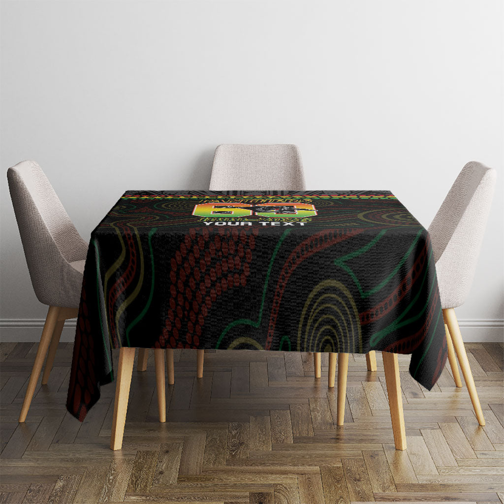 Penrith Panthers Rugby Custom Tablecloth 60 Years Anniversary Black Polynesian Aboriginal Art