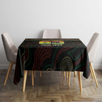 Penrith Panthers Rugby Custom Tablecloth 60 Years Anniversary Black Polynesian Aboriginal Art
