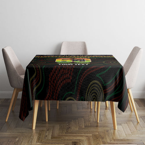 Penrith Panthers Rugby Custom Tablecloth 60 Years Anniversary Black Polynesian Aboriginal Art