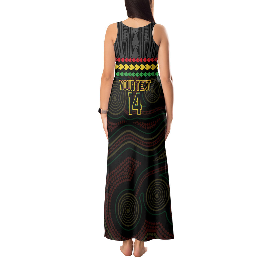 Penrith Panthers Rugby Custom Tank Maxi Dress 60 Years Anniversary Black Polynesian Aboriginal Art