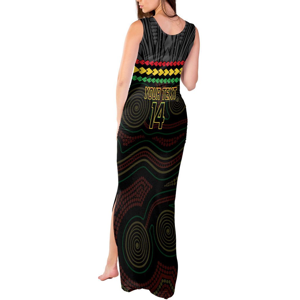 Penrith Panthers Rugby Custom Tank Maxi Dress 60 Years Anniversary Black Polynesian Aboriginal Art