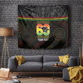 Penrith Panthers Rugby Custom Tapestry 60 Years Anniversary Black Polynesian Aboriginal Art