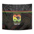 Penrith Panthers Rugby Custom Tapestry 60 Years Anniversary Black Polynesian Aboriginal Art