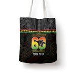 Penrith Panthers Rugby Custom Tote Bag 60 Years Anniversary Black Polynesian Aboriginal Art