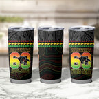 Penrith Panthers Rugby Custom Tumbler Cup 60 Years Anniversary Black Polynesian Aboriginal Art