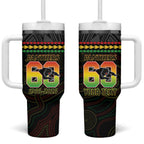 Penrith Panthers Rugby Custom Tumbler With Handle 60 Years Anniversary Black Polynesian Aboriginal Art