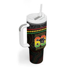 Penrith Panthers Rugby Custom Tumbler With Handle 60 Years Anniversary Black Polynesian Aboriginal Art