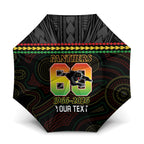 Penrith Panthers Rugby Custom Umbrella 60 Years Anniversary Black Polynesian Aboriginal Art