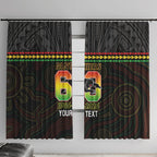 Penrith Panthers Rugby Custom Window Curtain 60 Years Anniversary Black Polynesian Aboriginal Art