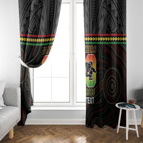 Penrith Panthers Rugby Custom Window Curtain 60 Years Anniversary Black Polynesian Aboriginal Art