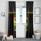 Penrith Panthers Rugby Custom Window Curtain 60 Years Anniversary Black Polynesian Aboriginal Art
