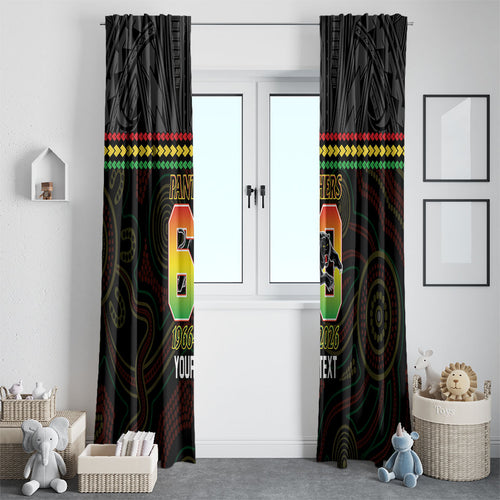 Penrith Panthers Rugby Custom Window Curtain 60 Years Anniversary Black Polynesian Aboriginal Art