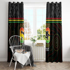 Penrith Panthers Rugby Custom Window Curtain 60 Years Anniversary Black Polynesian Aboriginal Art