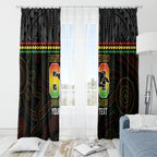 Penrith Panthers Rugby Custom Window Curtain 60 Years Anniversary Black Polynesian Aboriginal Art