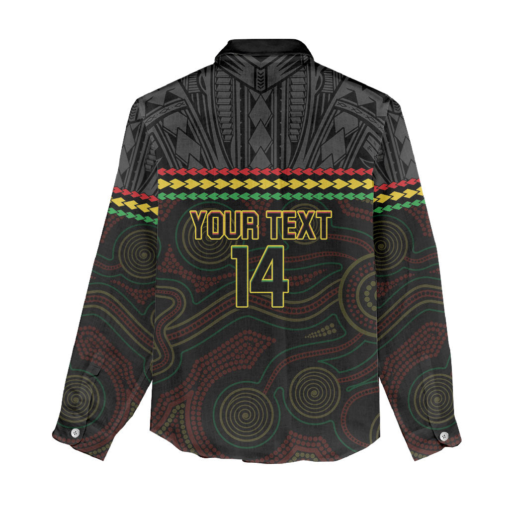 Penrith Panthers Rugby Custom Women Casual Shirt 60 Years Anniversary Black Polynesian Aboriginal Art