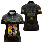 Penrith Panthers Rugby Custom Women Polo Shirt 60 Years Anniversary Black Polynesian Aboriginal Art