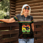 Penrith Panthers Rugby Custom Women Polo Shirt 60 Years Anniversary Black Polynesian Aboriginal Art