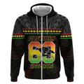 Penrith Panthers Rugby Custom Zip Hoodie 60 Years Anniversary Black Polynesian Aboriginal Art