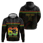 Penrith Panthers Rugby Custom Zip Hoodie 60 Years Anniversary Black Polynesian Aboriginal Art