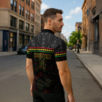 Penrith Panthers Rugby Custom Zipper Polo Shirt 60 Years Anniversary Black Polynesian Aboriginal Art