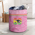 Penrith Panthers Rugby Custom Laundry Basket 60 Years Anniversary Pink Polynesian Aboriginal Art