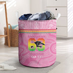 Penrith Panthers Rugby Custom Laundry Basket 60 Years Anniversary Pink Polynesian Aboriginal Art