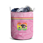 Penrith Panthers Rugby Custom Laundry Basket 60 Years Anniversary Pink Polynesian Aboriginal Art