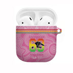Penrith Panthers Rugby Custom AirPods Case 60 Years Anniversary Pink Polynesian Aboriginal Art