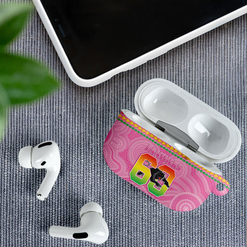 Penrith Panthers Rugby Custom AirPods Case 60 Years Anniversary Pink Polynesian Aboriginal Art