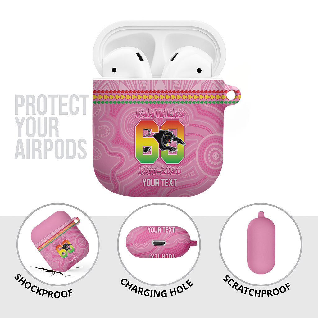 Penrith Panthers Rugby Custom AirPods Case 60 Years Anniversary Pink Polynesian Aboriginal Art